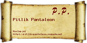 Pitlik Pantaleon névjegykártya